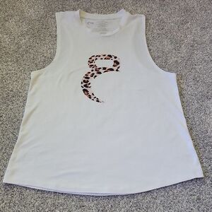 ZYIA White Muscle Tee with Brown Leopard Print